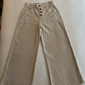 High-Waist Wide Leg Jeans in Light Beige